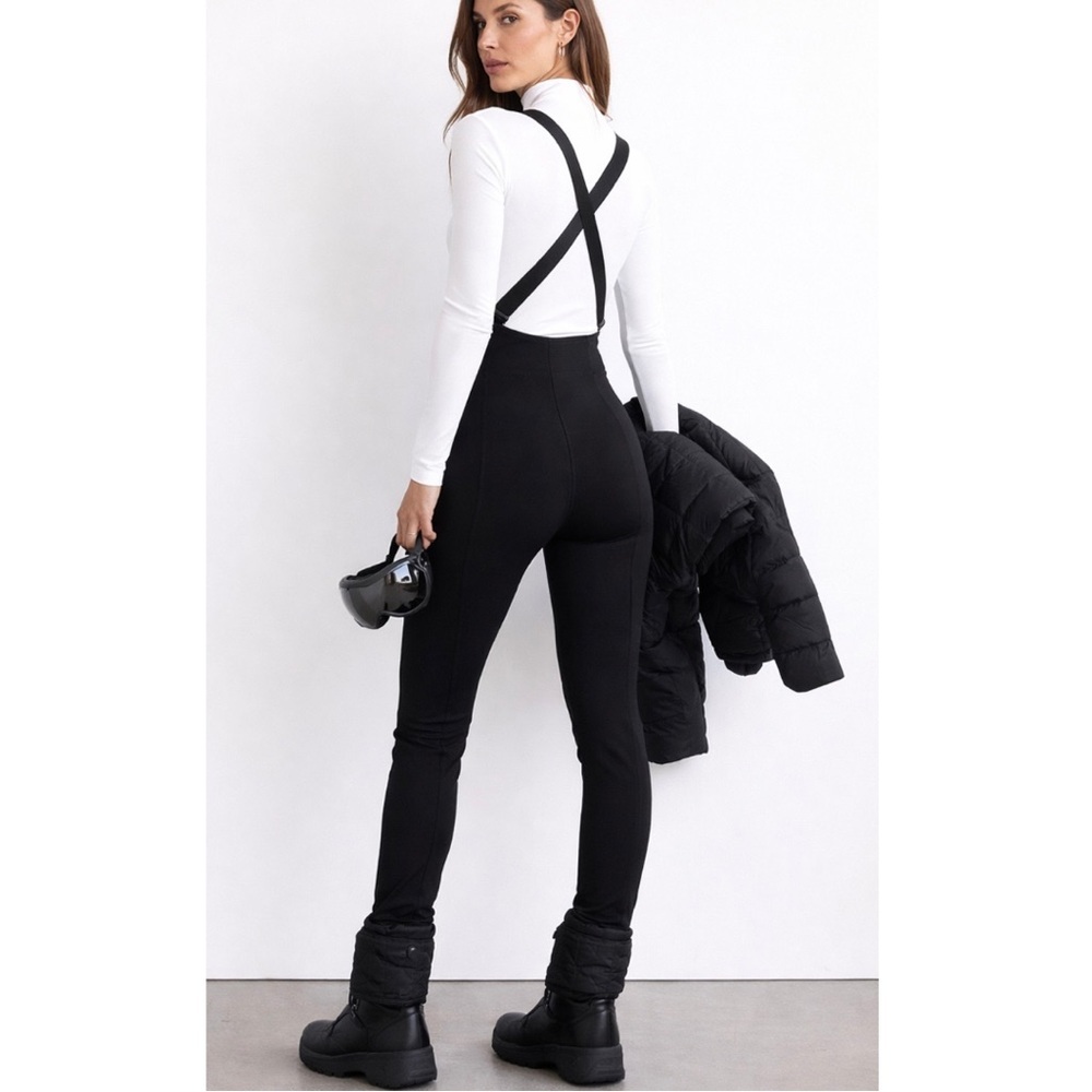 Schoeller Stretch Wool Blend Overall Bib Ski Pants Criss Cross Straps Stretch 4